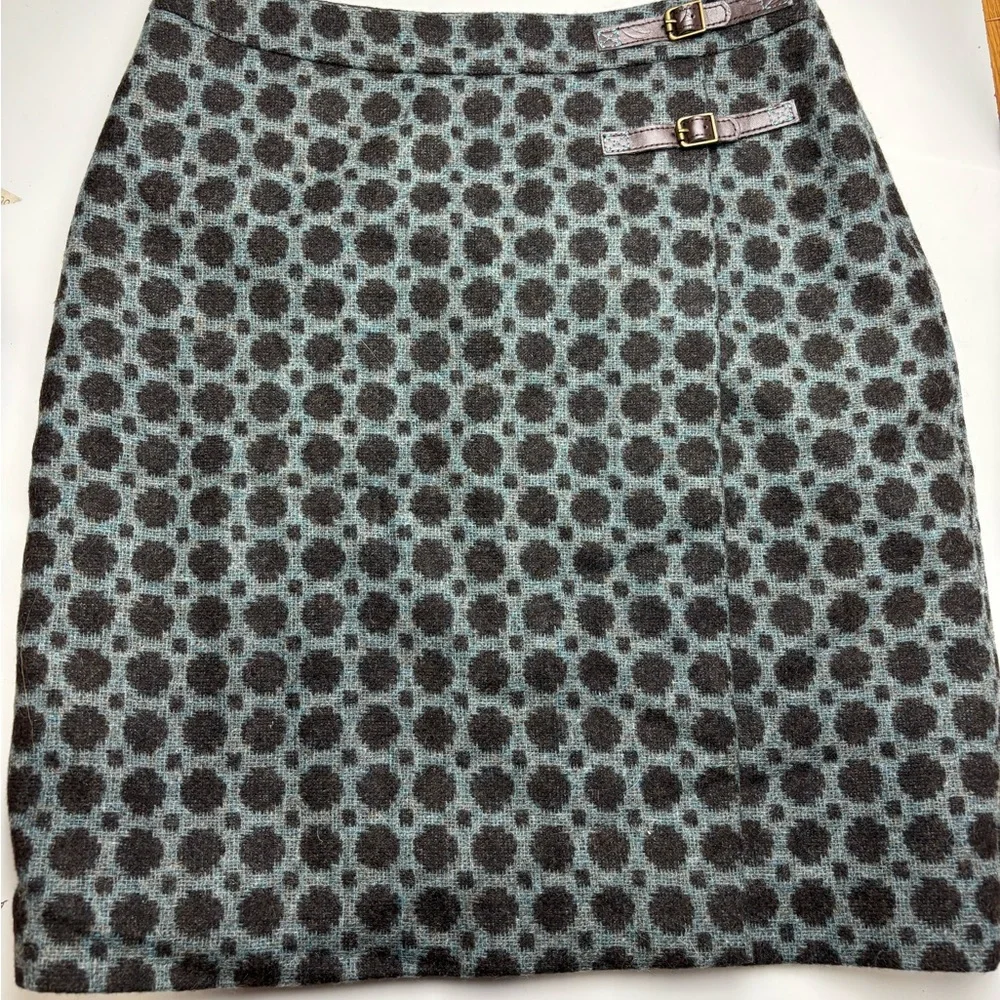 BODEN British Tweed by Moon 100% Wool Polka Dot Crossover Skirt